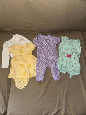Carter's Baby One-Piece Set in Yellow, Lavender, Mint & White